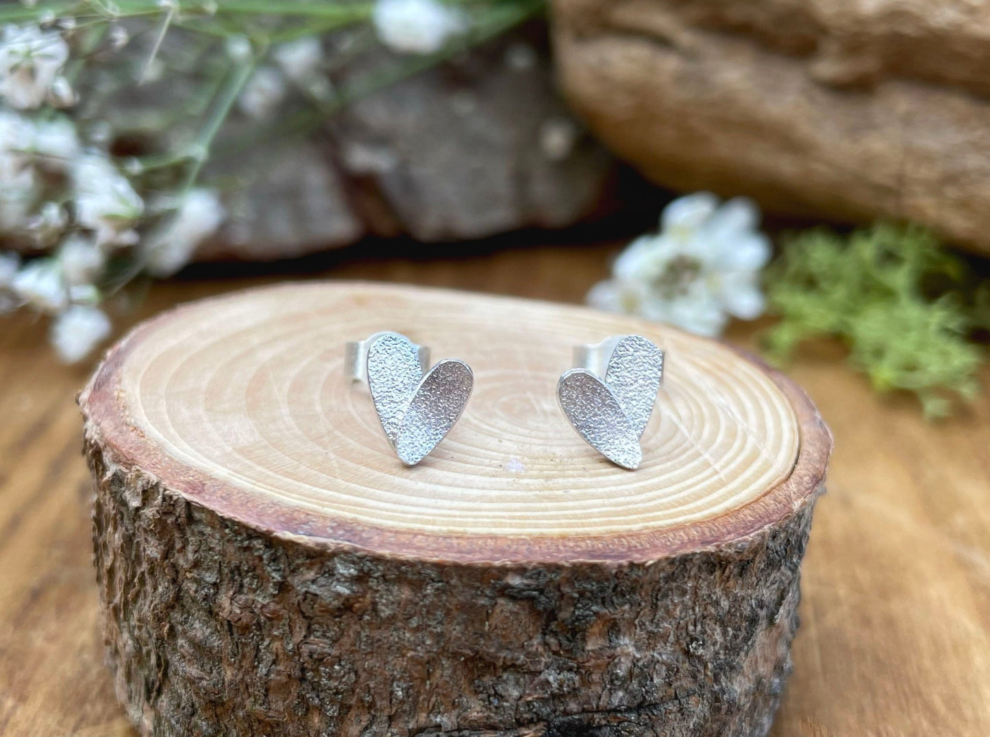 Silver Petal Duo Stud Earrings by Curious Magpie Jewellery
