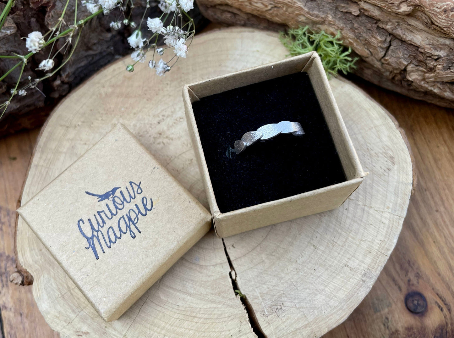 Silver Petal Echo Ring by Curious Magpie Jewellery