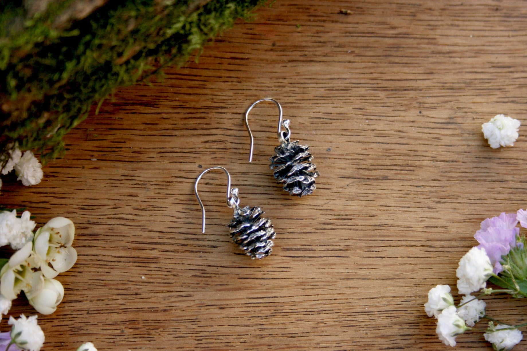 Silver Pinecone Earrings - Curious Magpie Jewellery - 4