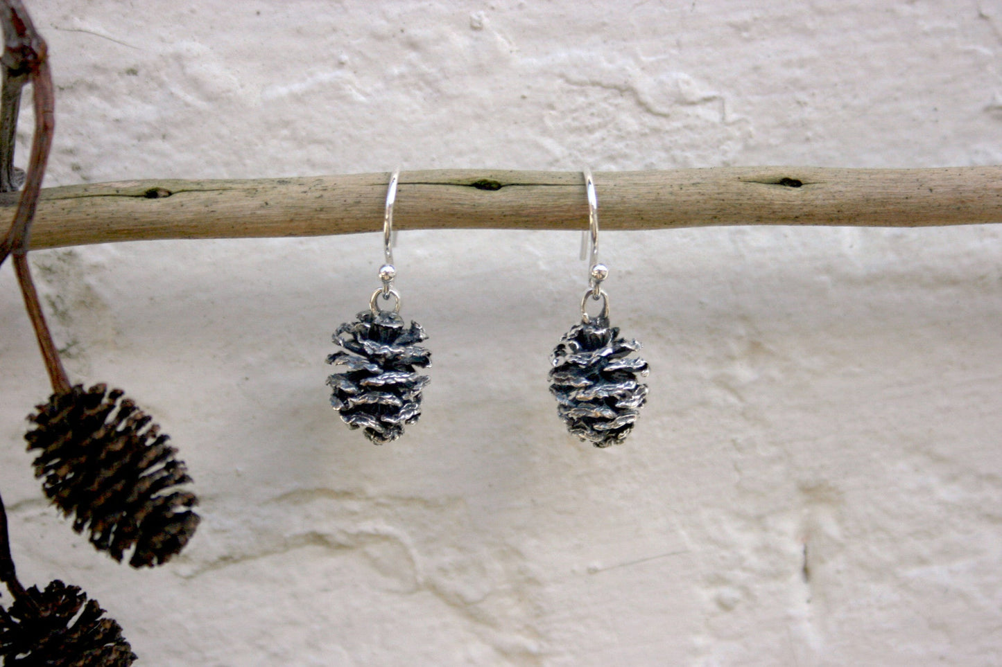Silver Pinecone Earrings - Curious Magpie Jewellery - 5