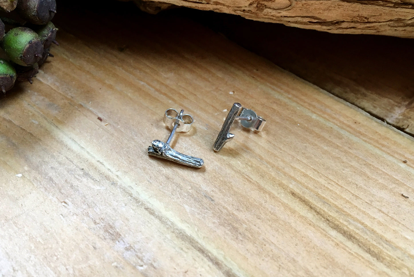 Silver Twig Earrings by Curious Magpie Jewellery