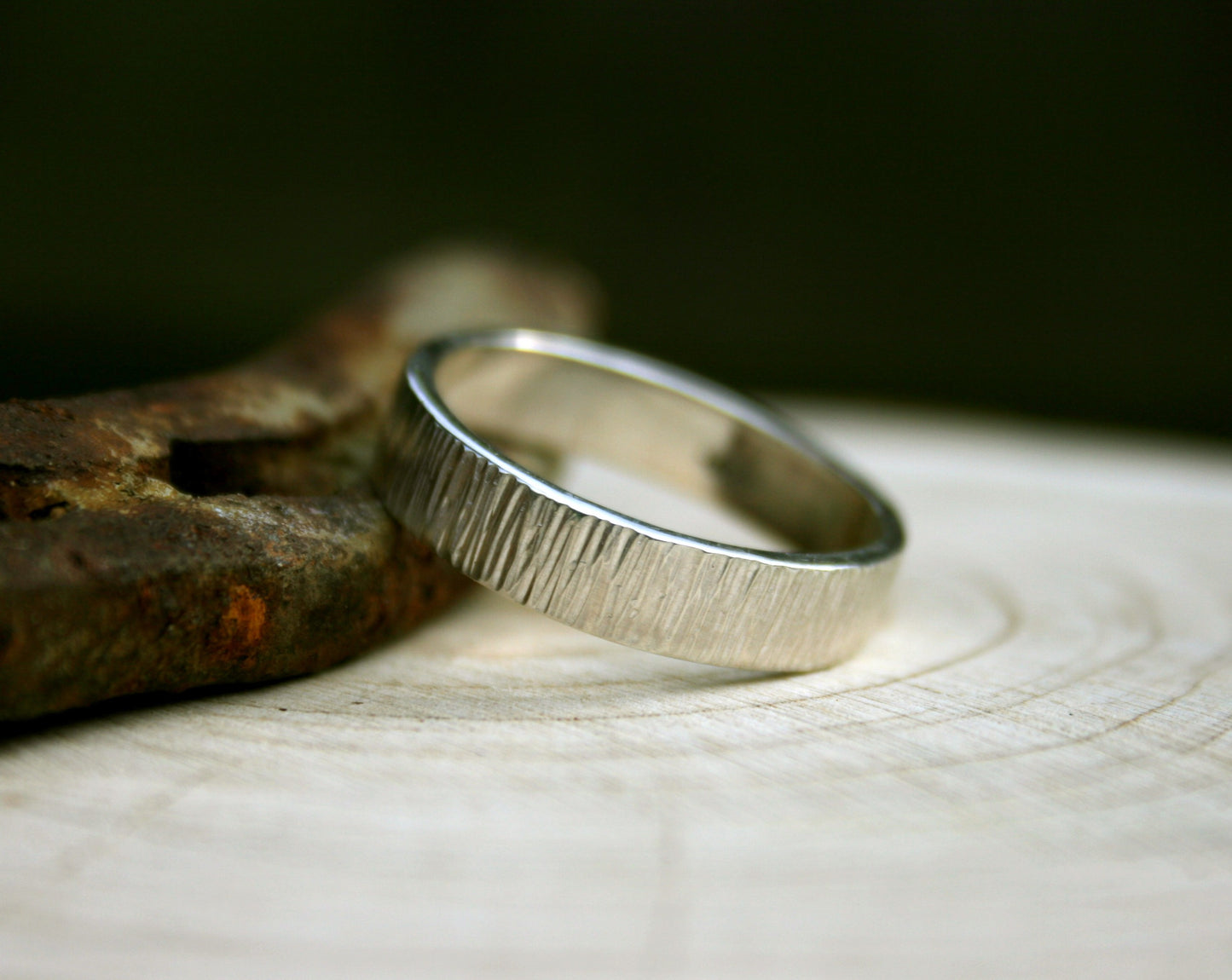 Silver Tree Bark Ring