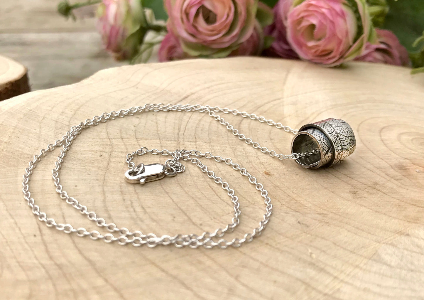 Silver Curled Leaf Necklace by Curious Magpie