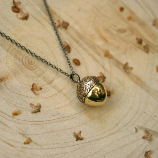 Brass Acorn Necklace by Curious Magpie Jewellery