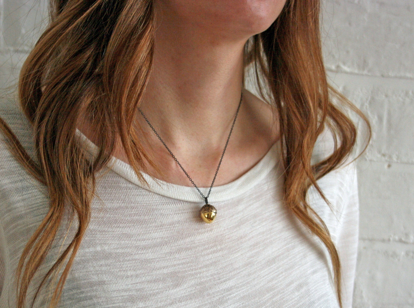 Brass Acorn Necklace by Curious Magpie Jewellery