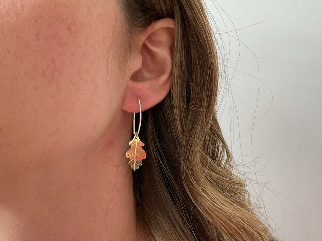 Brass Oak Leaf Drop Earrings by Curious Magpie Jewellery