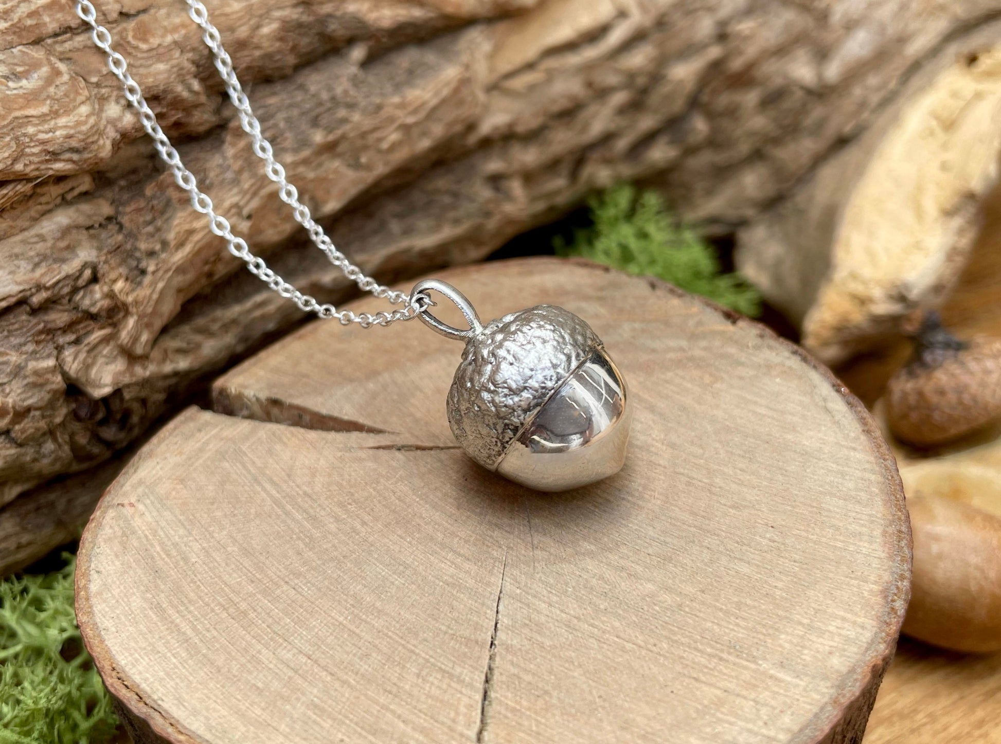 Chunky Silver Acorn Necklace by Curious Magpie Jewellery