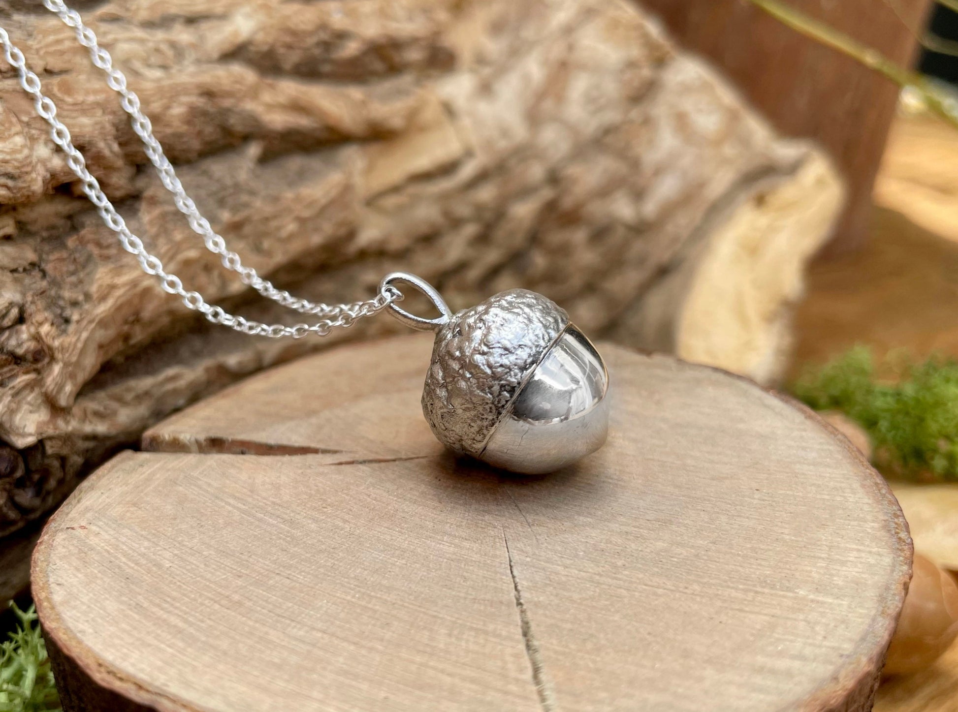 Chunky Silver Acorn Necklace by Curious Magpie Jewellery