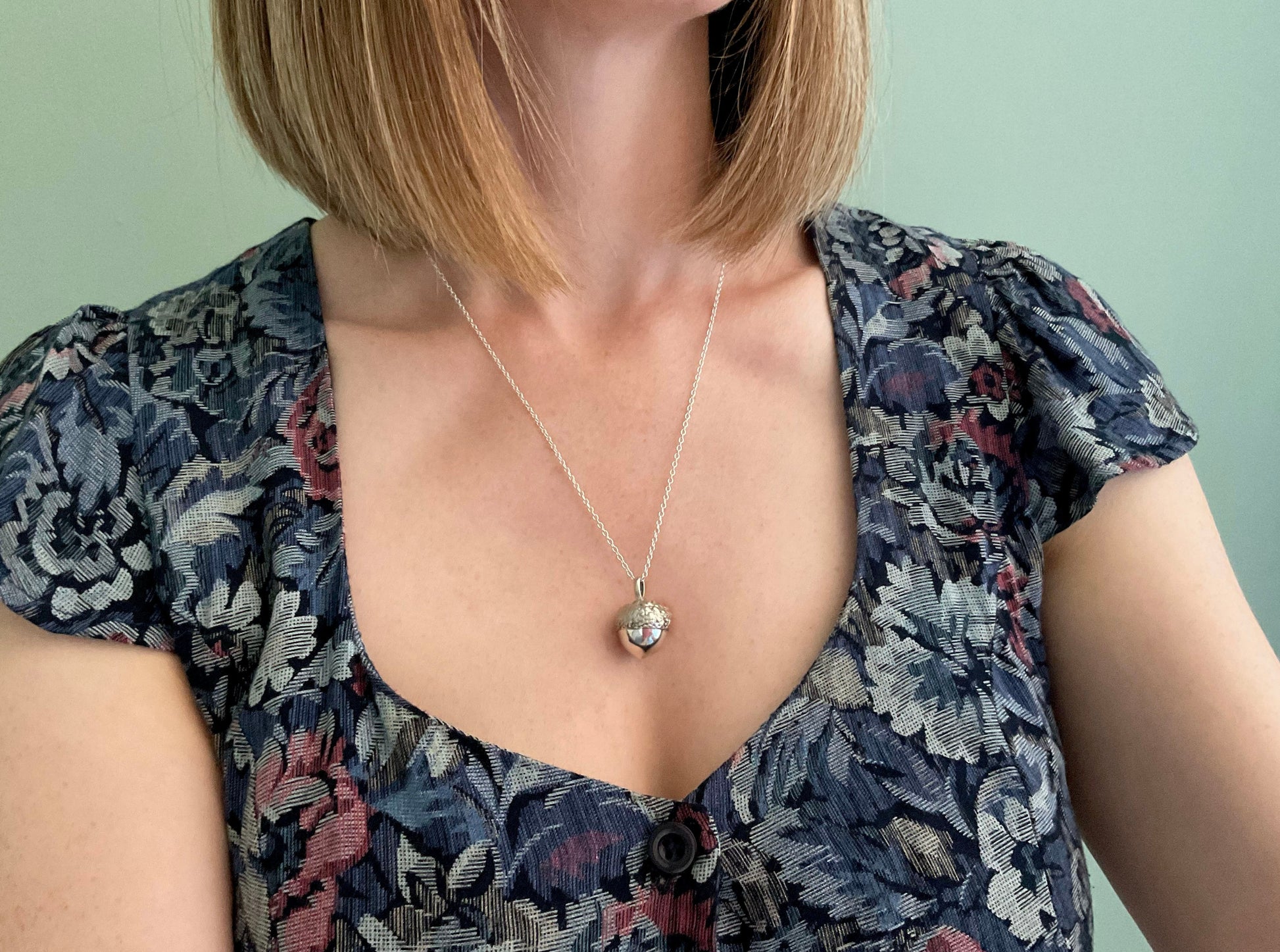 Chunky Silver Acorn Necklace by Curious Magpie Jewellery