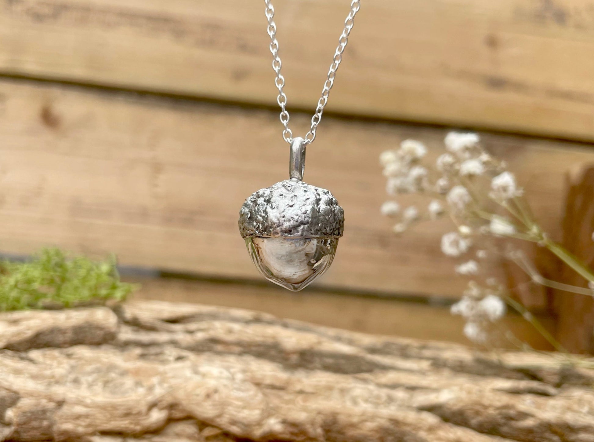 Chunky Silver Acorn Necklace by Curious Magpie Jewellery