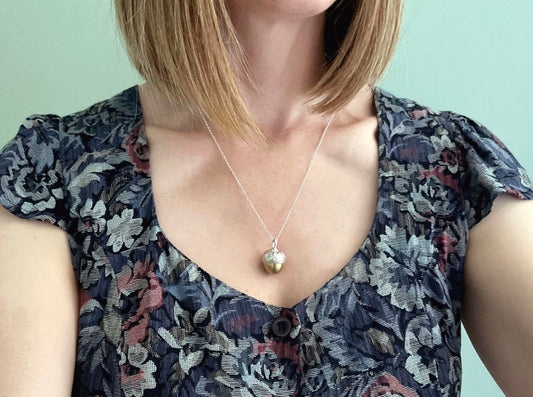 Chunky Silver & Brass Acorn Necklace by Curious Magpie