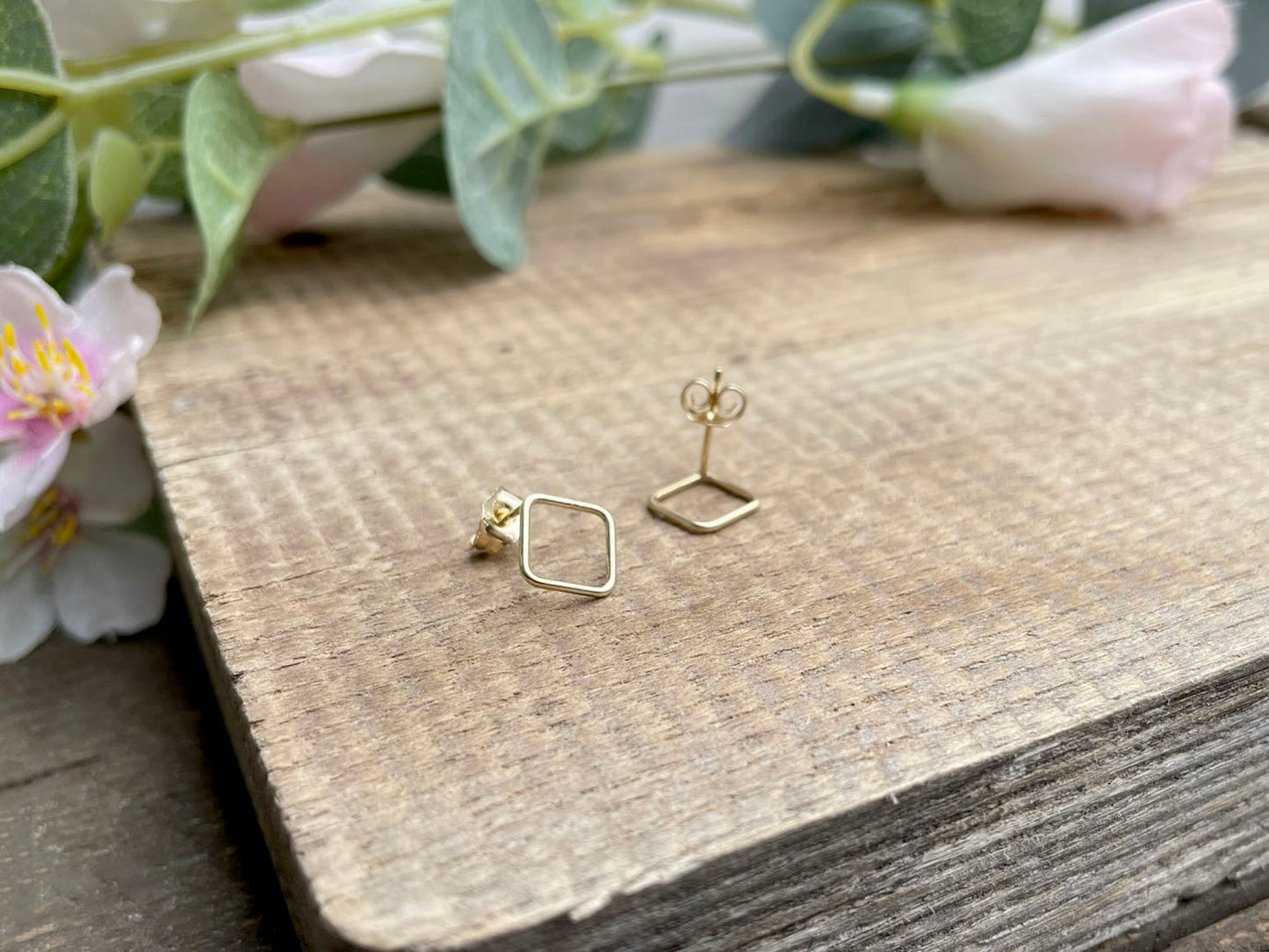 Gold Rhombus Stud Earrings by Curious Magpie Jewellery