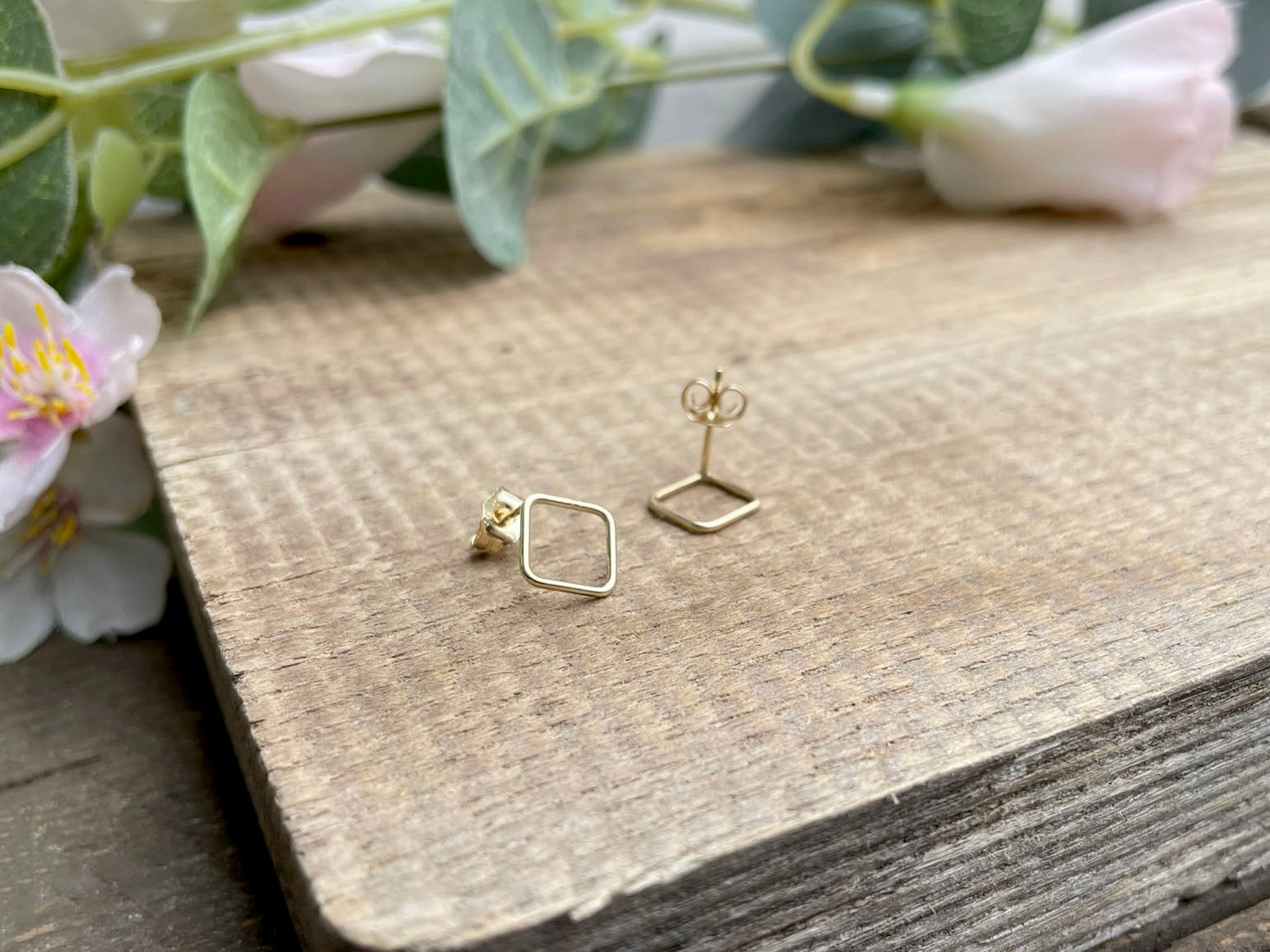 Gold Rhombus Stud Earrings by Curious Magpie Jewellery