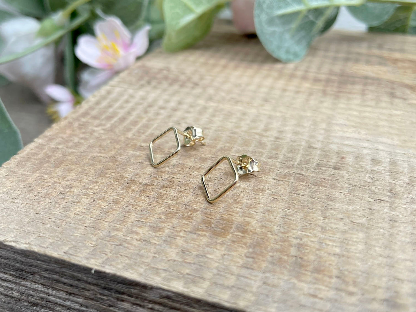 Gold Rhombus Stud Earrings by Curious Magpie Jewellery