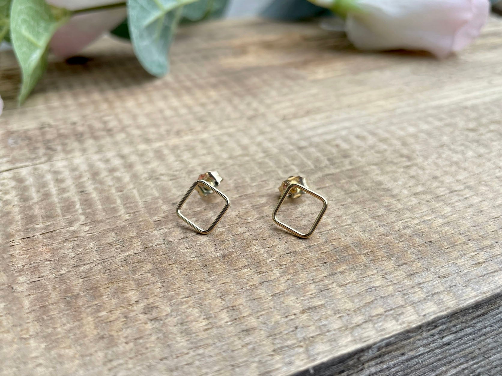 Gold Rhombus Stud Earrings by Curious Magpie Jewellery