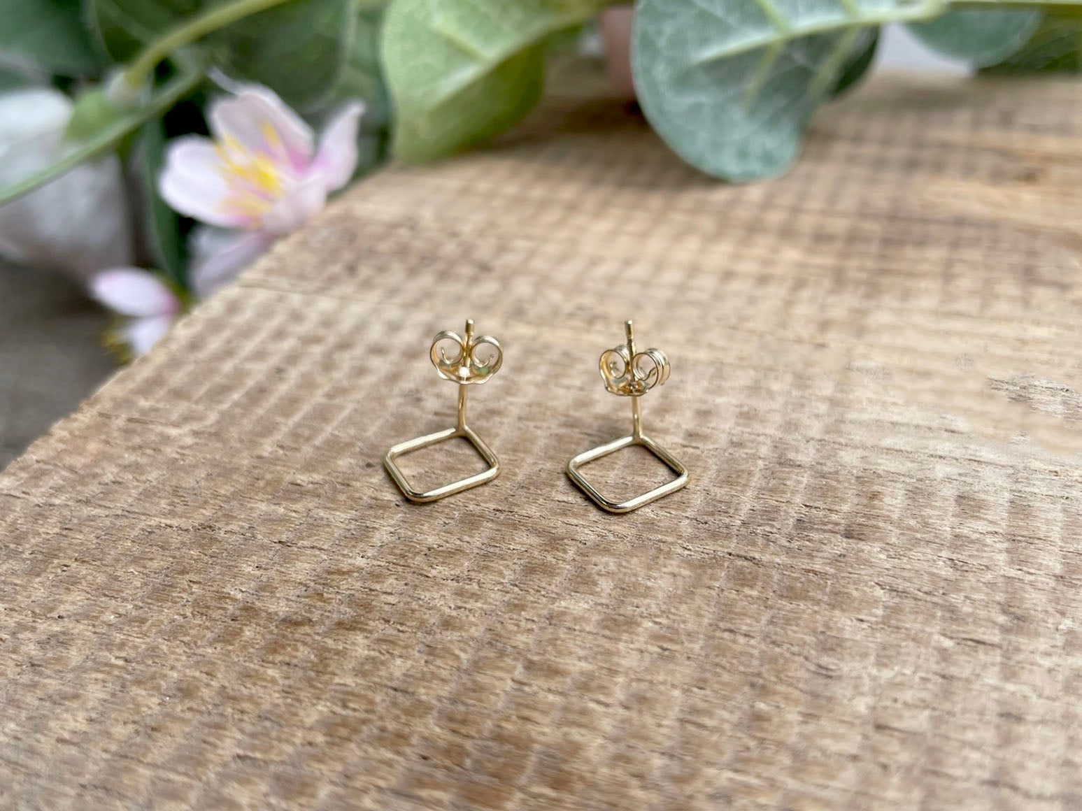 Gold Rhombus Stud Earrings by Curious Magpie Jewellery