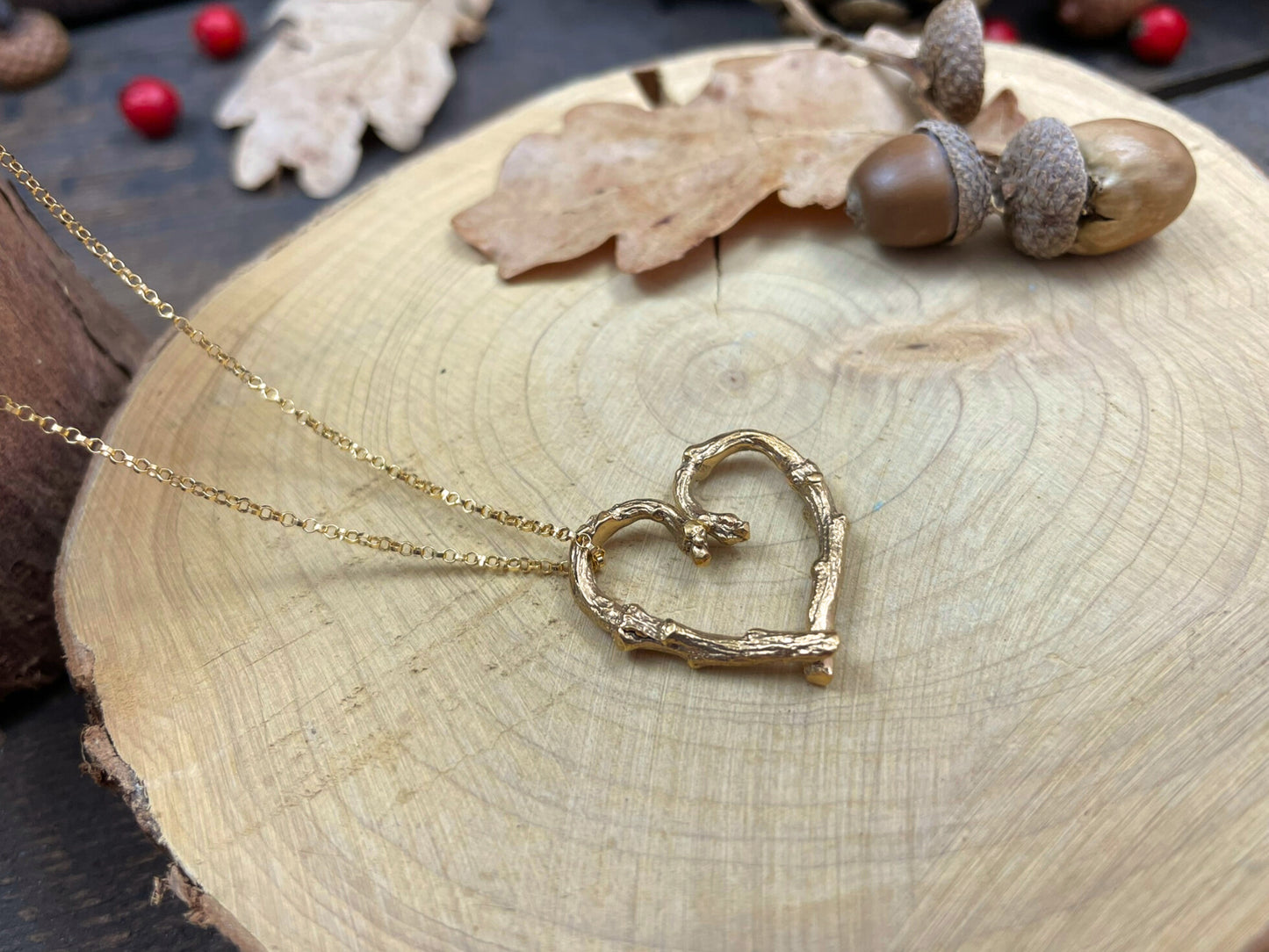 Gold Twig Heart Necklace by Curious Magpie Jewellery