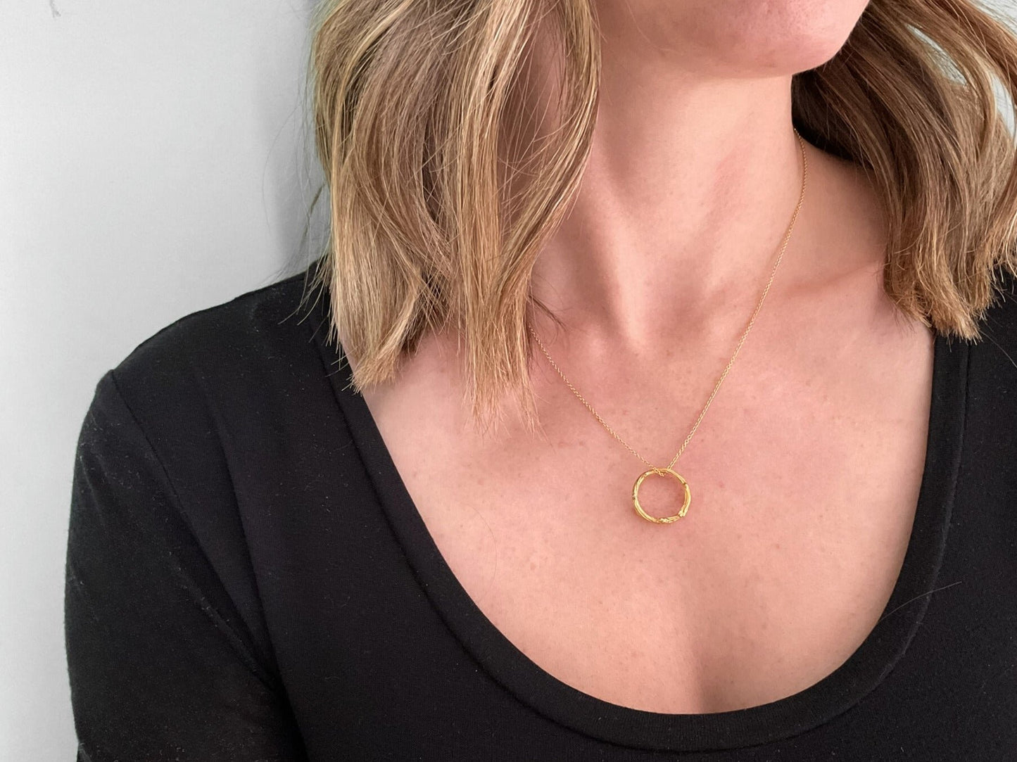 Gold Twig Ring Necklace by Curious Magpie Jewellery
