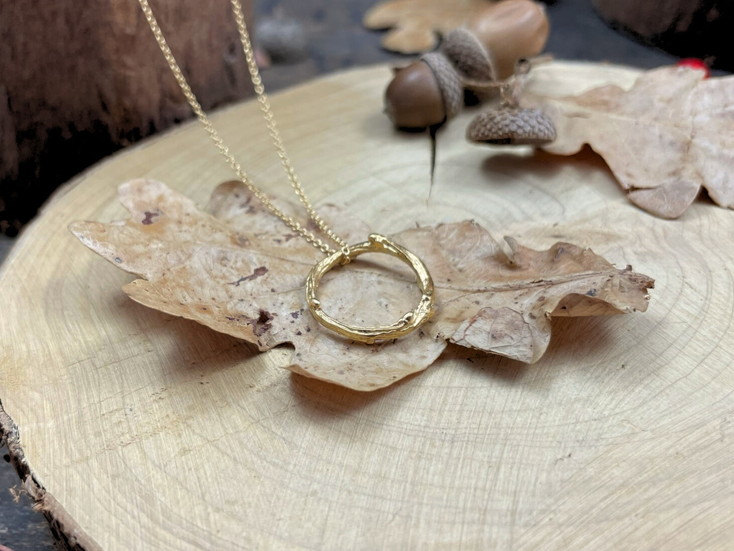 Gold Twig Ring Necklace by Curious Magpie Jewellery