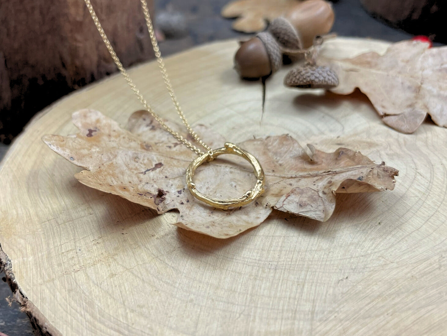 Gold Twig Ring Necklace by Curious Magpie Jewellery