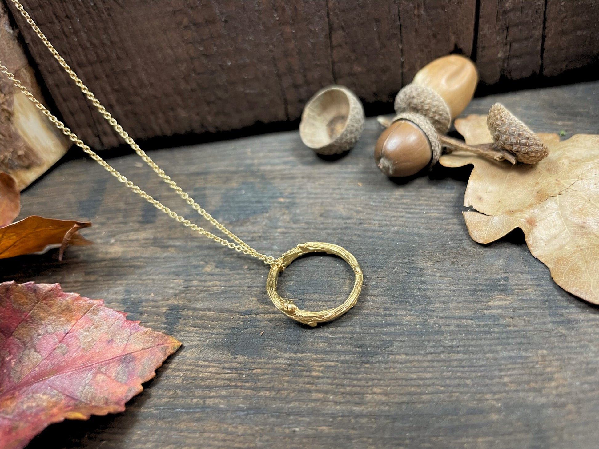 Gold Twig Ring Necklace by Curious Magpie Jewellery