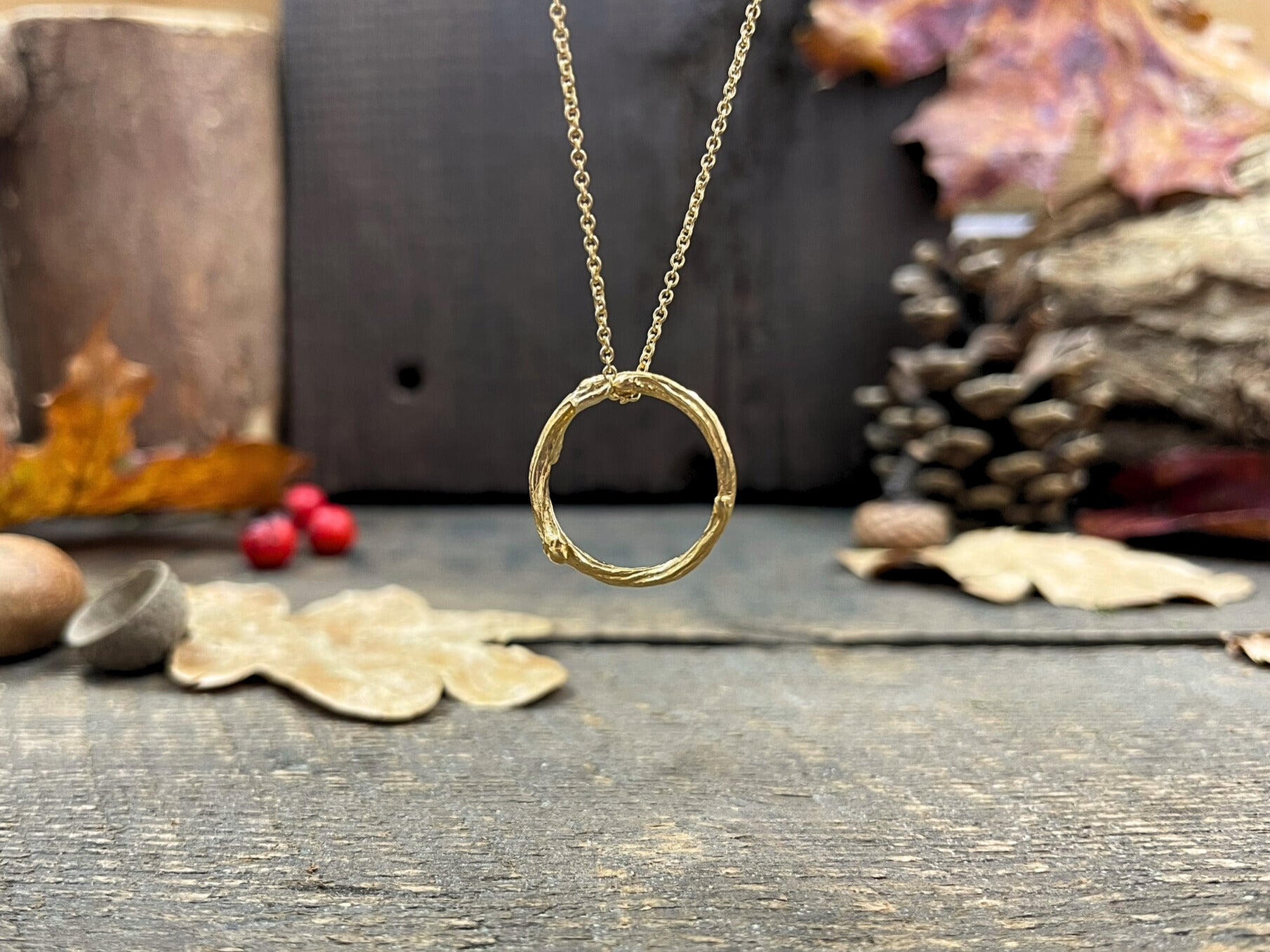 Gold Twig Ring Necklace by Curious Magpie Jewellery