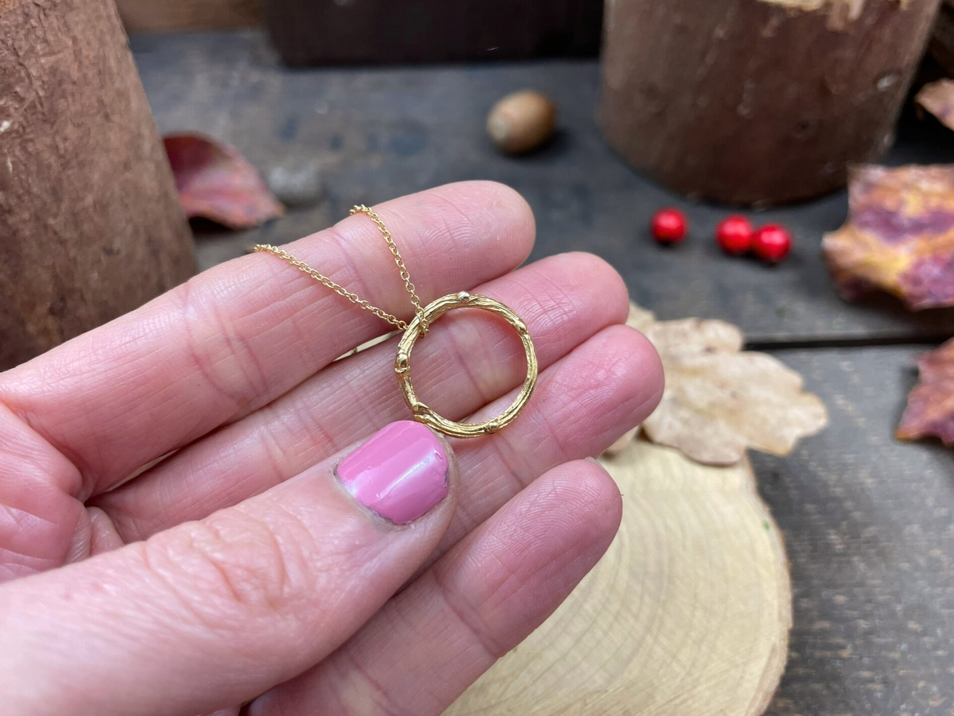 Gold Twig Ring Necklace by Curious Magpie Jewellery