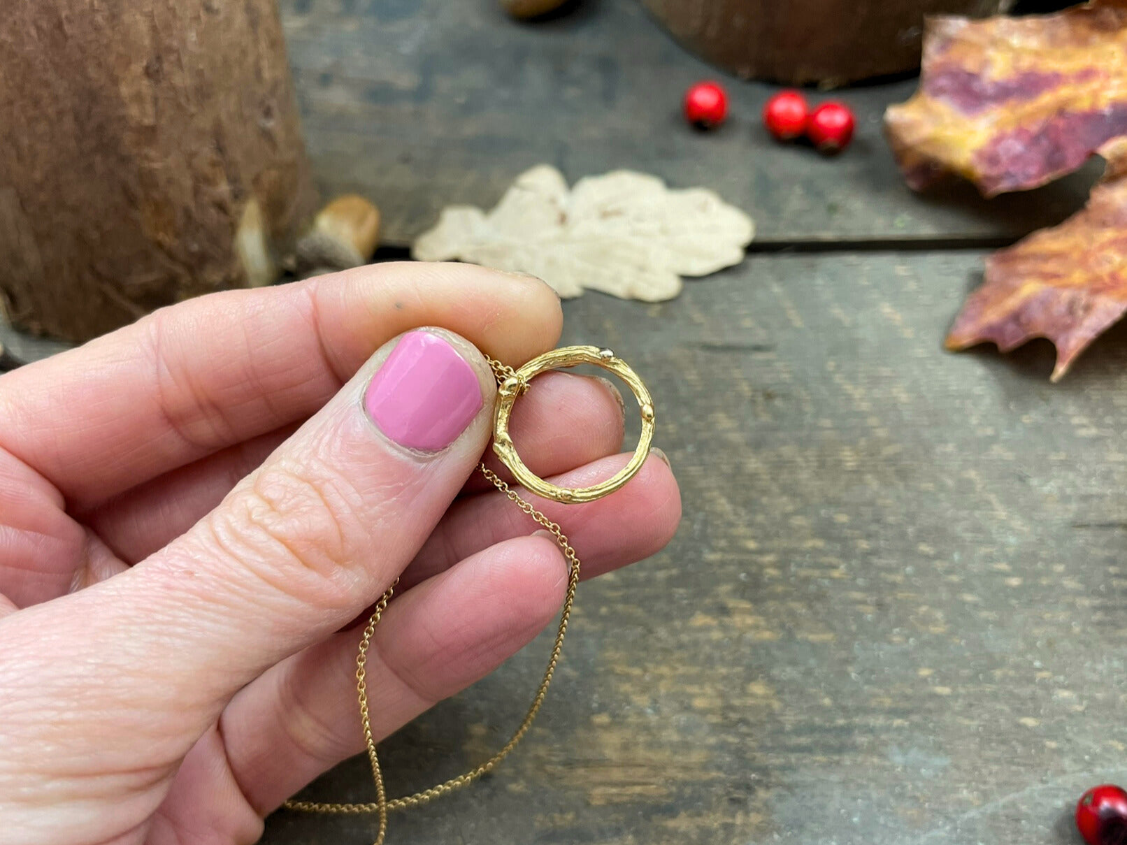 Gold Twig Ring Necklace by Curious Magpie Jewellery