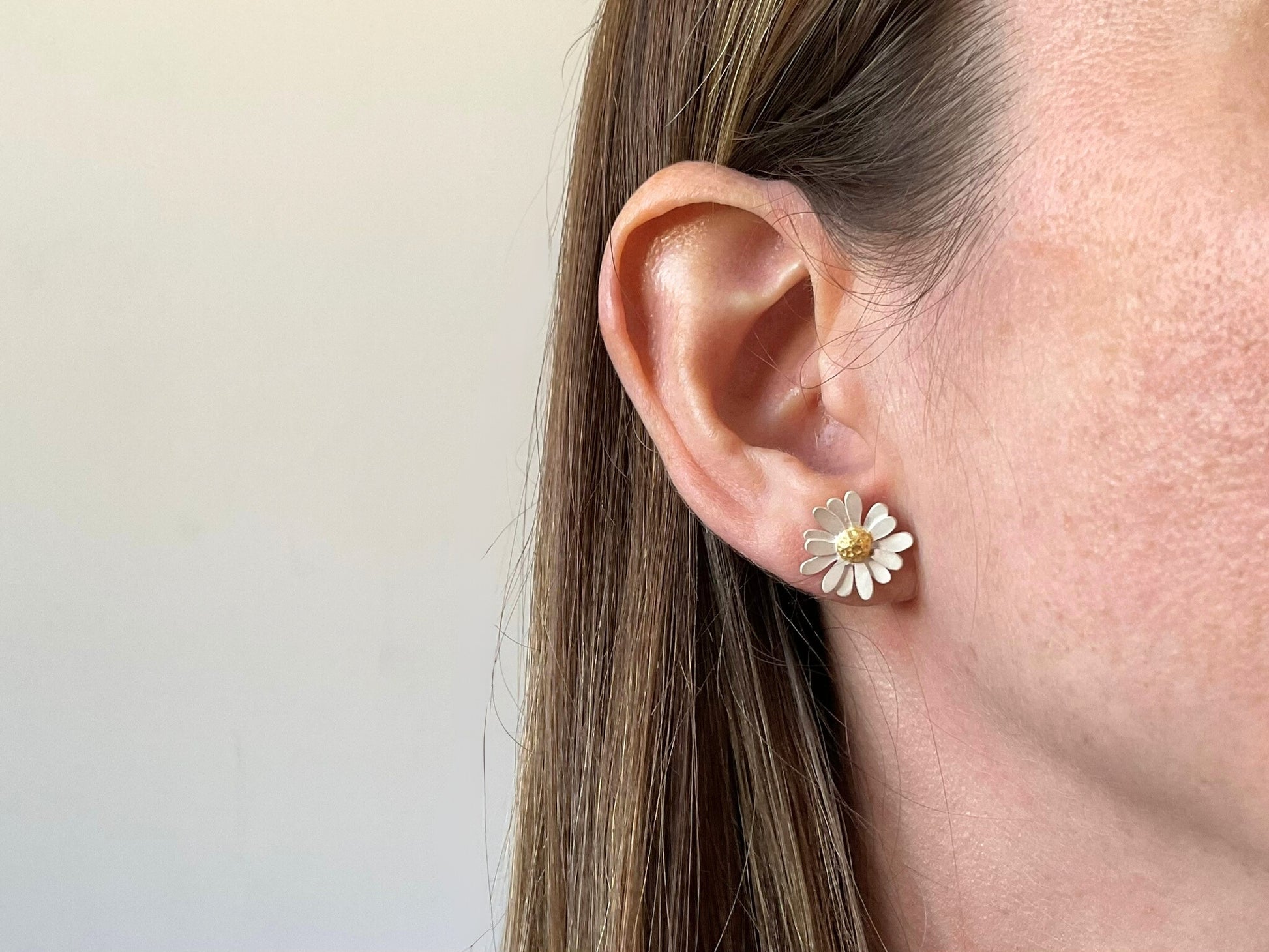 Gold & Silver Daisy Stud Earrings by Curious Magpie Jewellery