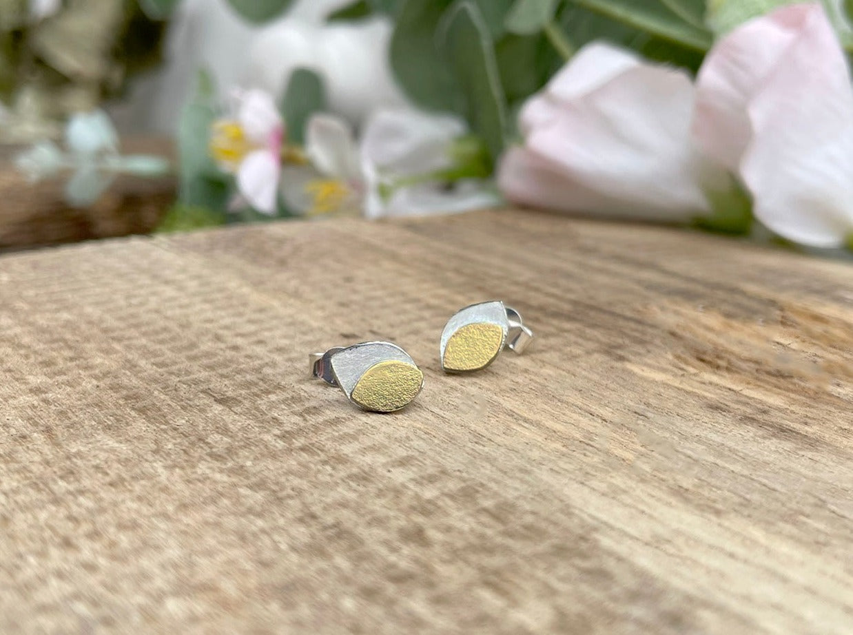 Gold & Silver Leaf Duo by Curious Magpie Jewellery