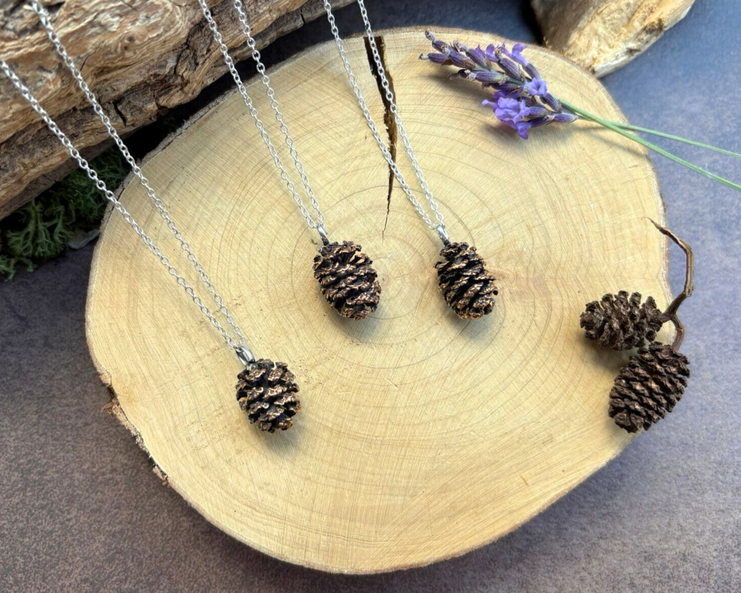 Pink Bronze Pinecone Necklace by Curious Magpie Jewellery