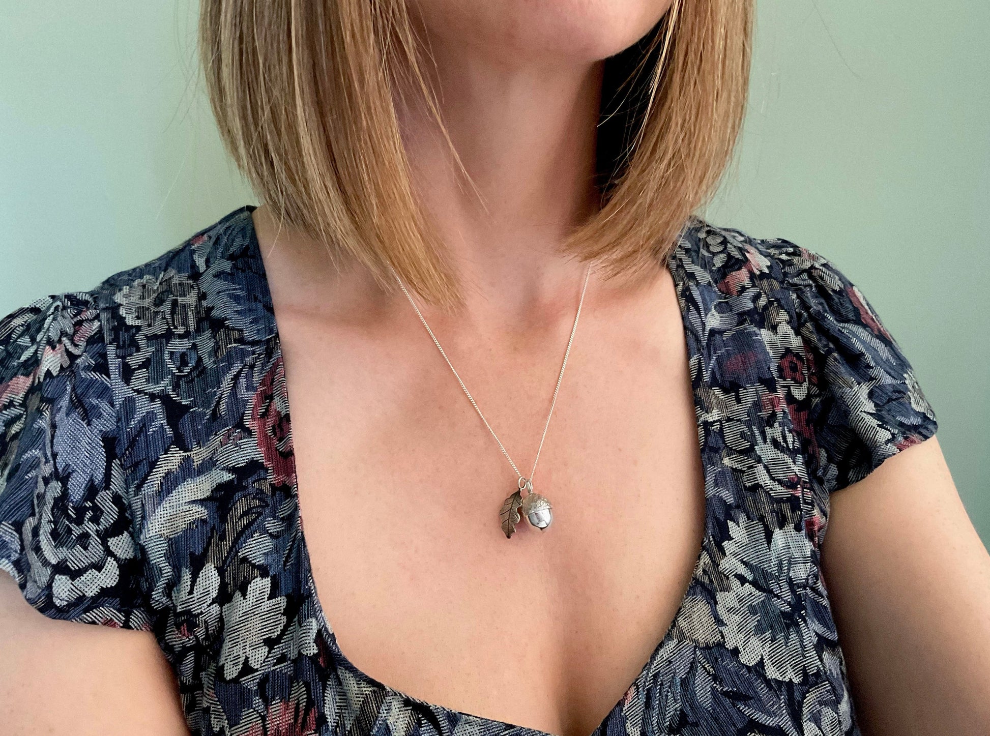 Silver Acorn & Oak Leaf Necklace by Curious Magpie Jewellery