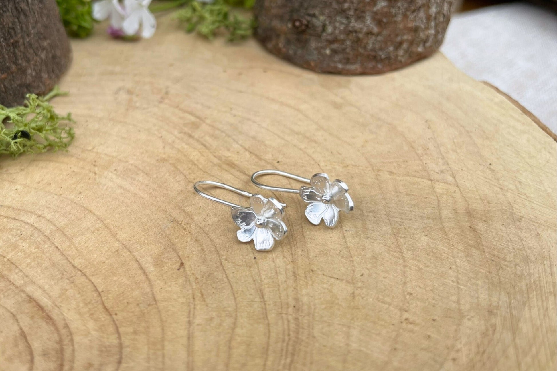 Silver Blossom Drop Earrings by Curious Magpie Jewellery
