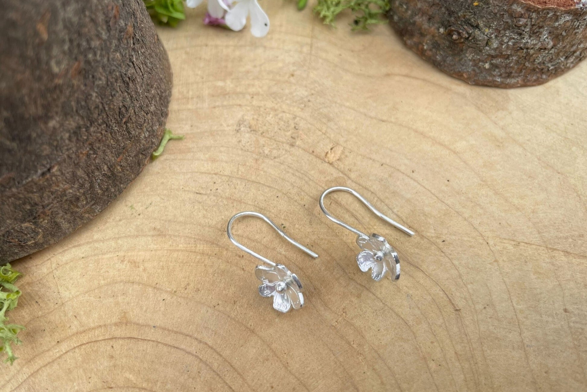 Silver Blossom Drop Earrings by Curious Magpie Jewellery