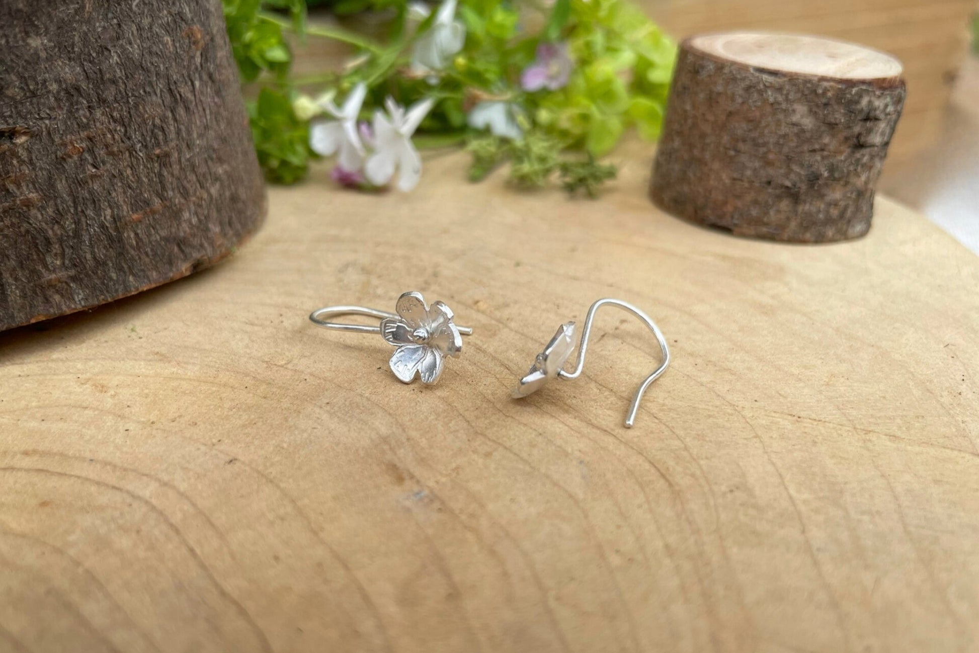 Silver Blossom Drop Earrings by Curious Magpie Jewellery
