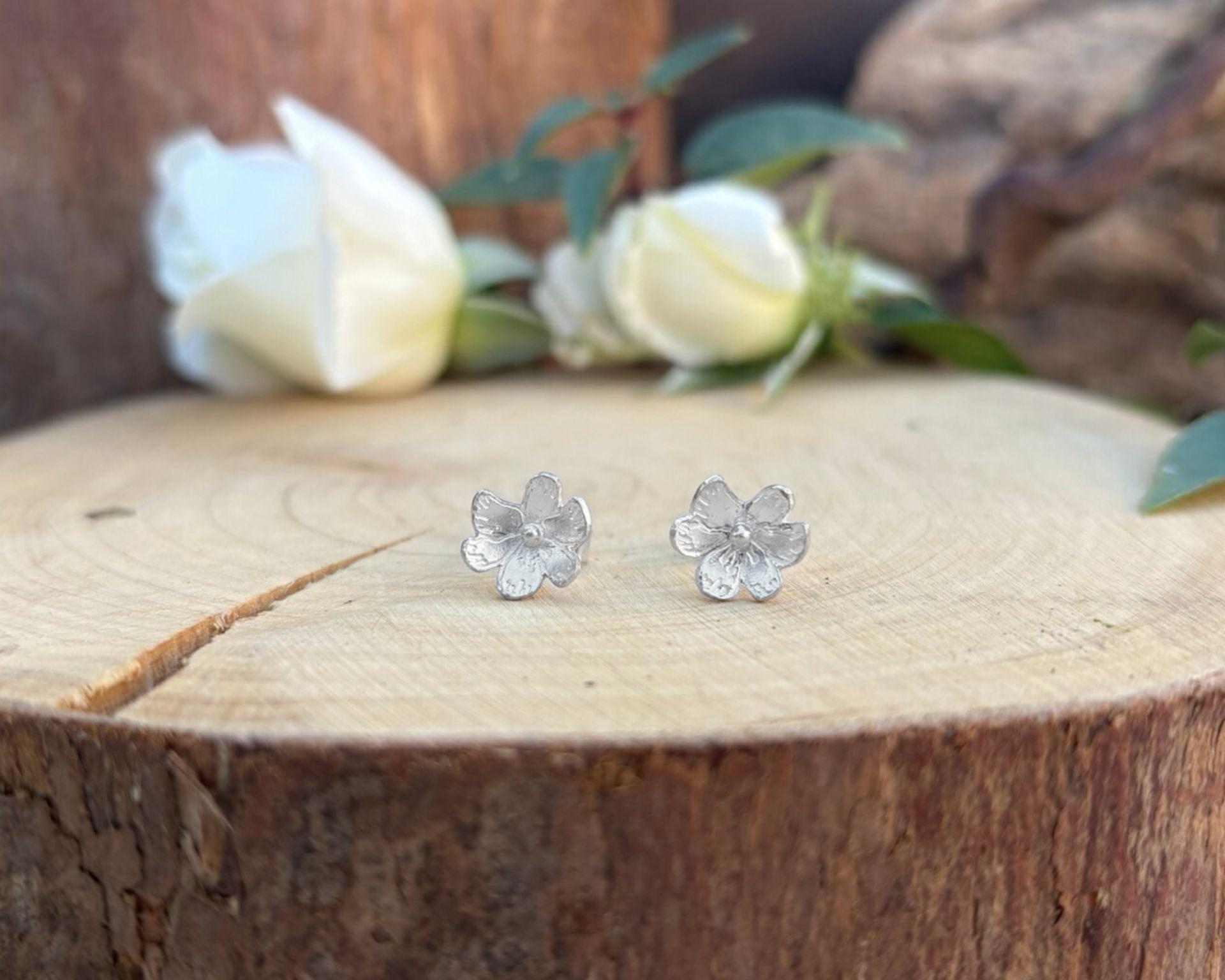 Silver Blossom Stud Earrings by Curious Magpie Jewellery
