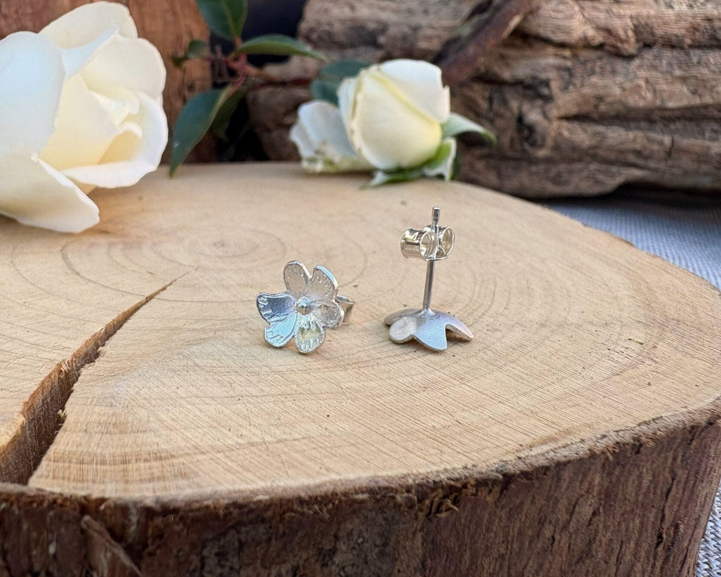 Silver Blossom Stud Earrings by Curious Magpie Jewellery