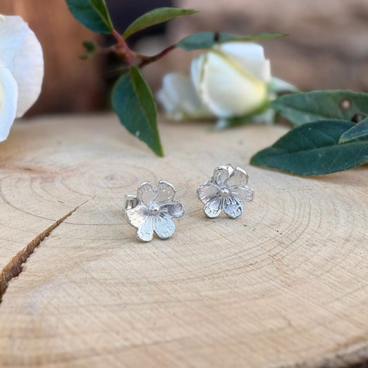 Silver Blossom Stud Earrings by Curious Magpie Jewellery