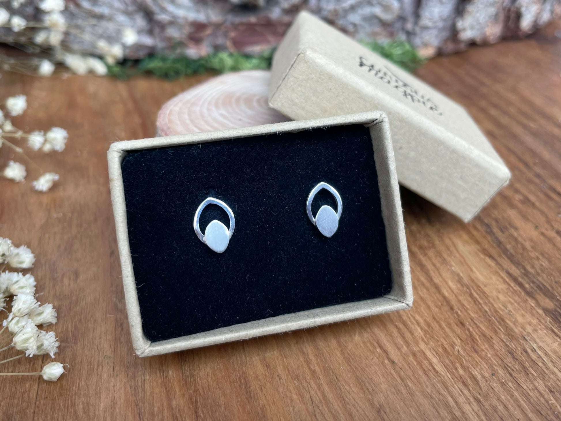 Silver Leaf Cut Out Stud Earrings by Curious Magpie Jewellery