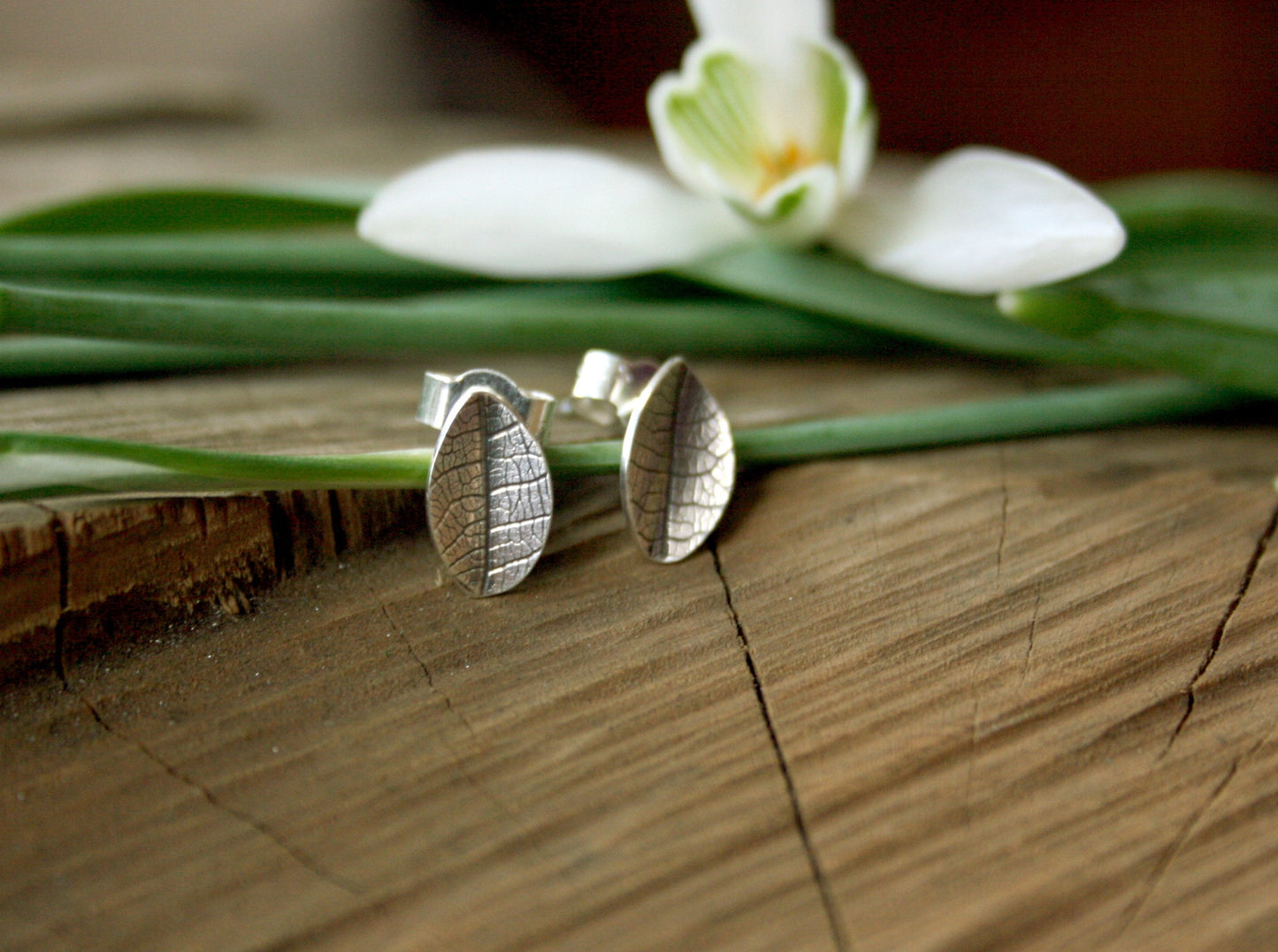 Silver Leaf Earrings by Curious Magpie Jewellery