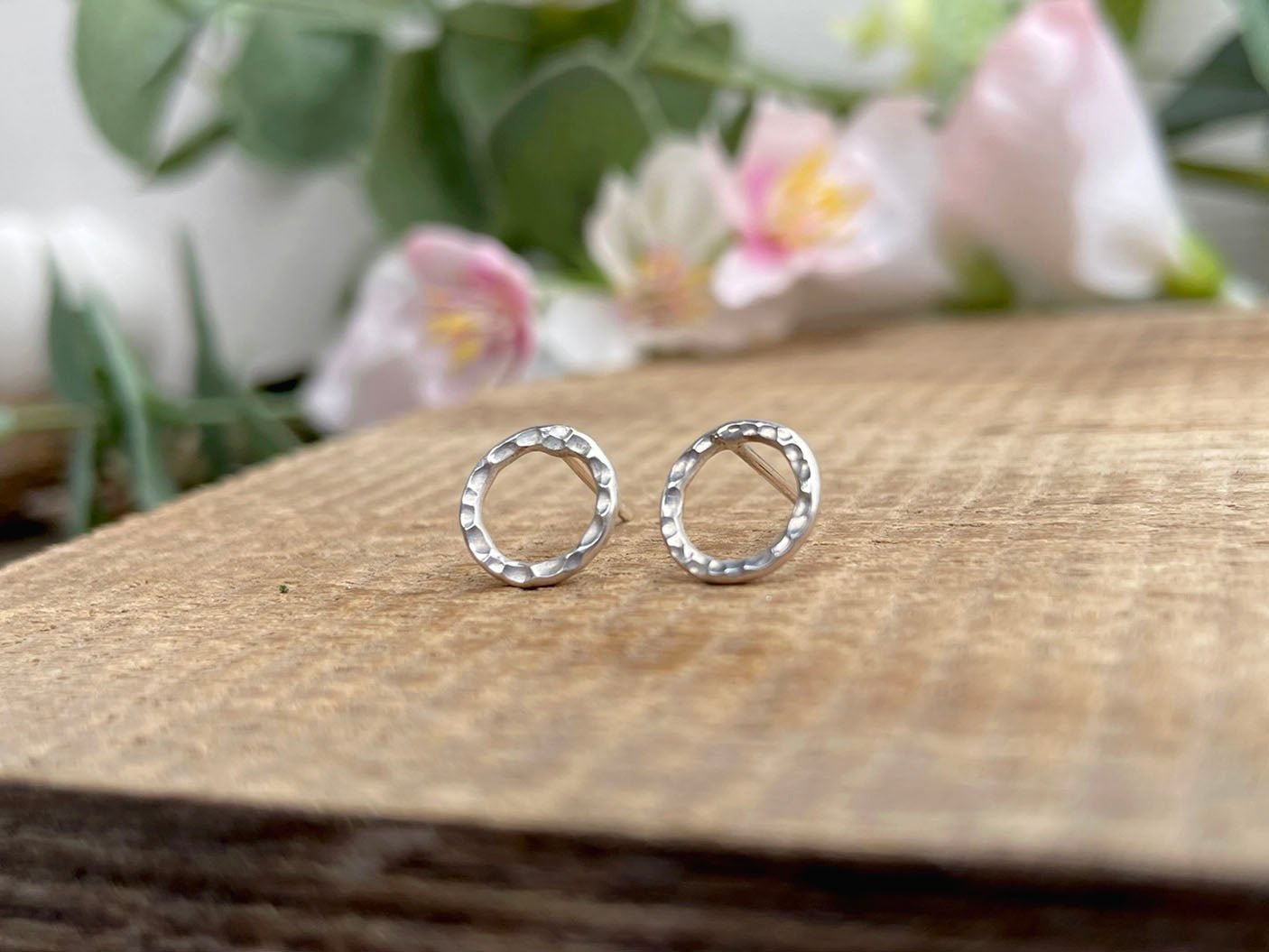 Silver Luna Circle Stud Earrings by Curious Magpie Jewellery