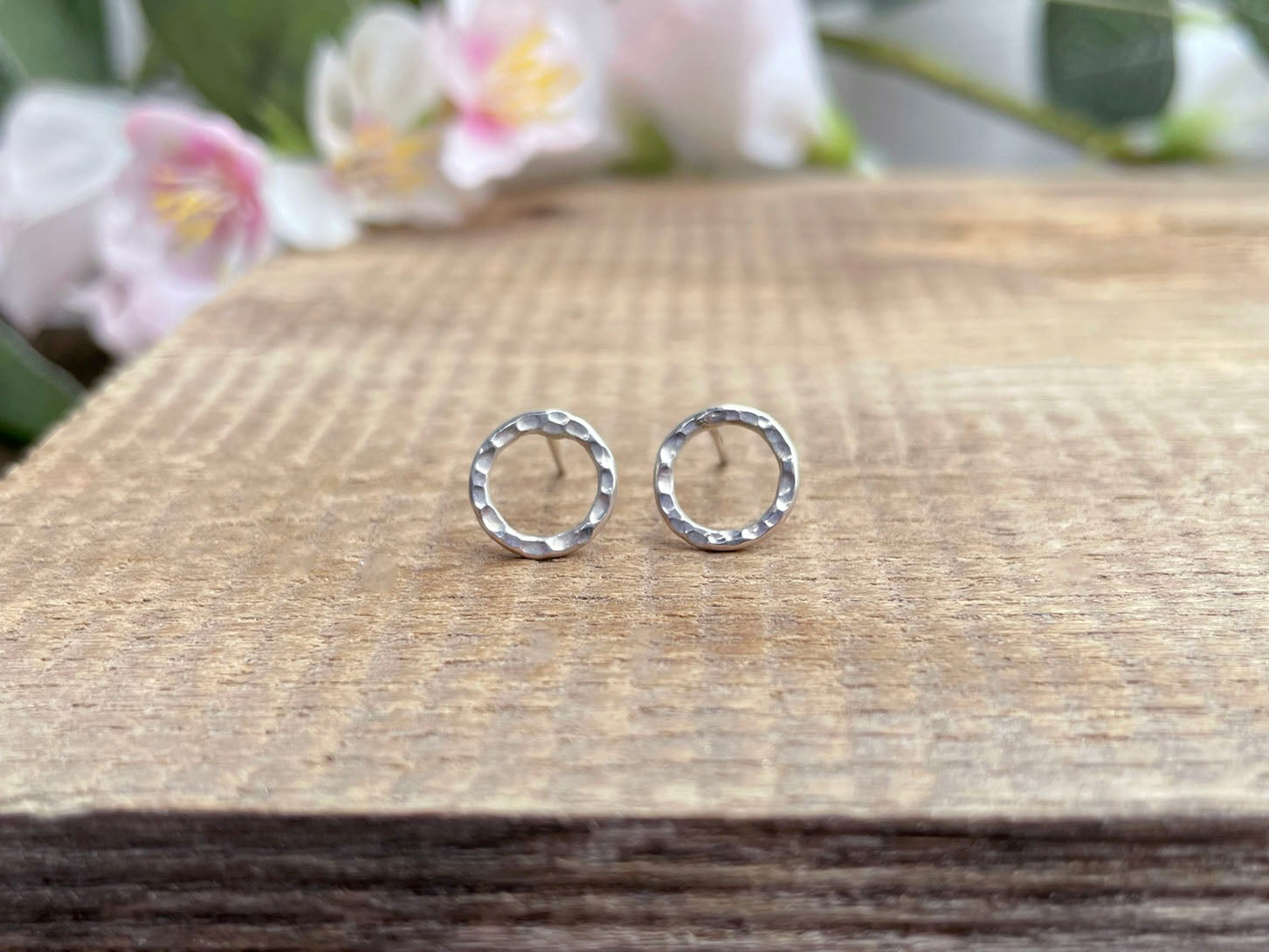 Silver Luna Circle Stud Earrings by Curious Magpie Jewellery