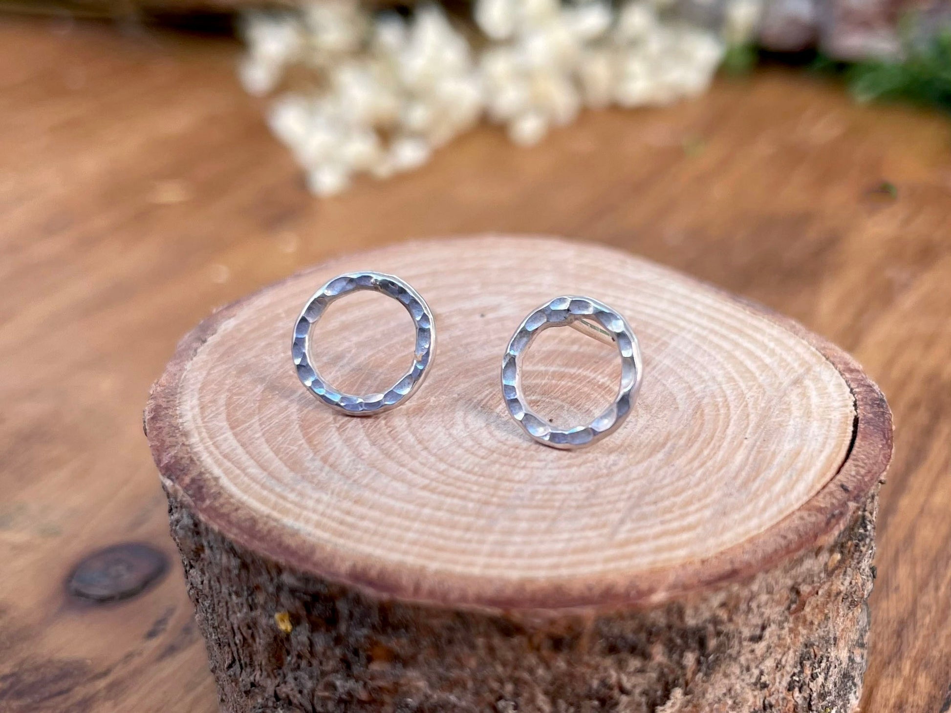 Silver Luna Circle Stud Earrings by Curious Magpie Jewellery