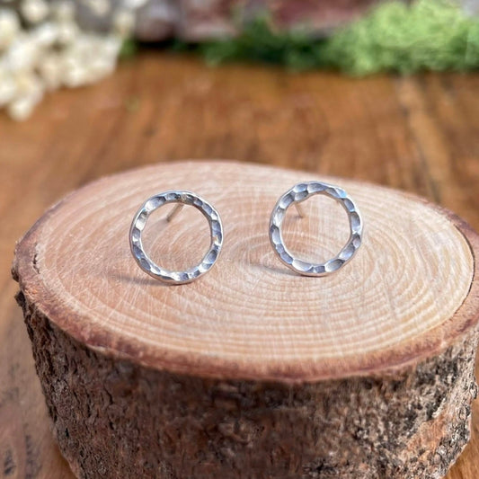 Silver Luna Circle Stud Earrings by Curious Magpie Jewellery