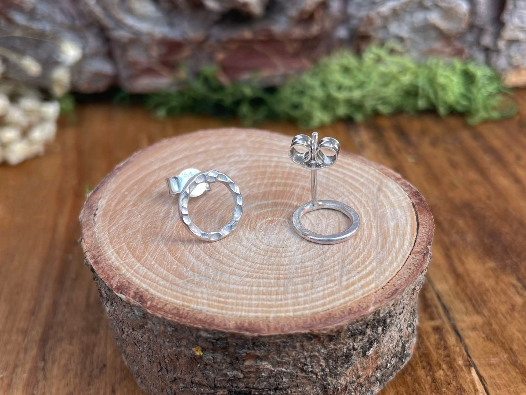 Silver Luna Circle Stud Earrings by Curious Magpie Jewellery