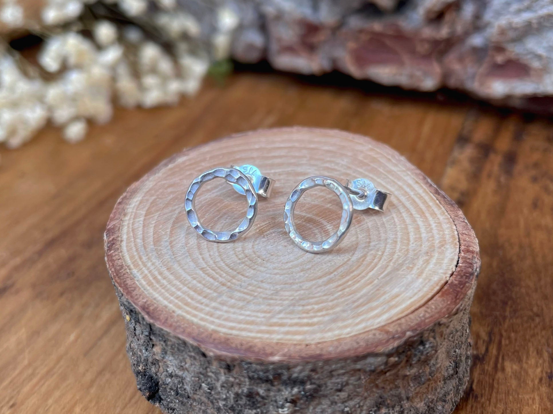 Silver Luna Circle Stud Earrings by Curious Magpie Jewellery