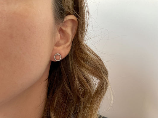 Silver Luna Circle Stud Earrings by Curious Magpie Jewellery