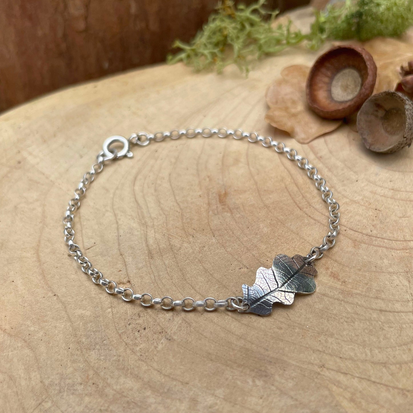 Silver Oak Leaf Bracelet by Curious Magpie Jewellery
