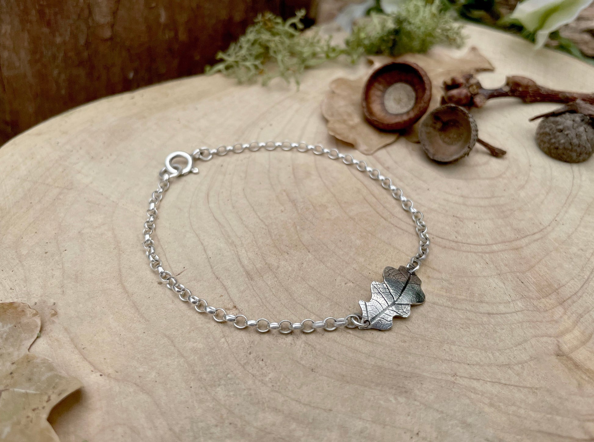 Silver Oak Leaf Bracelet by Curious Magpie Jewellery