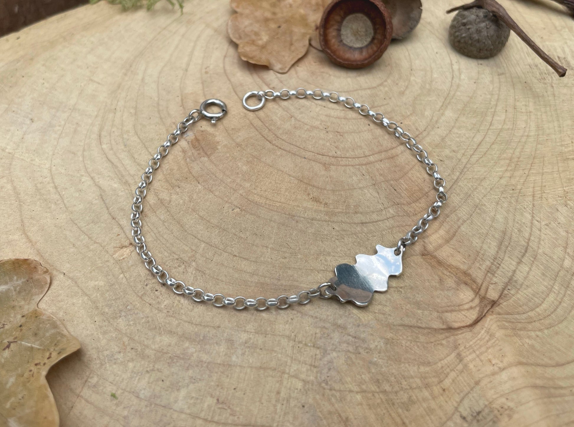 Silver Oak Leaf Bracelet by Curious Magpie Jewellery